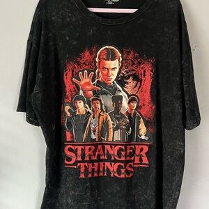 Stranger Things Hawkins Post Acid Wash Graphic Tee Shirt-Oversized XL